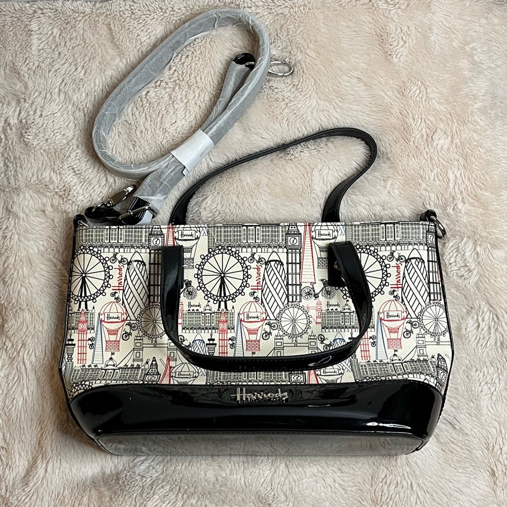 New Harrods Classic Black & White City Of London Crossbody/Shoulder/Hand Bag